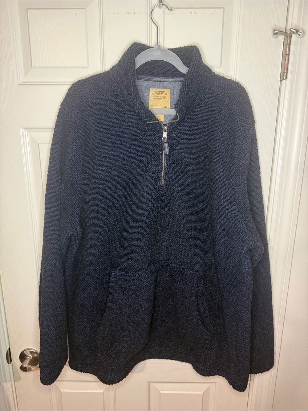 Men's Half-Zip Sherpa Pullover Sweater in Navy